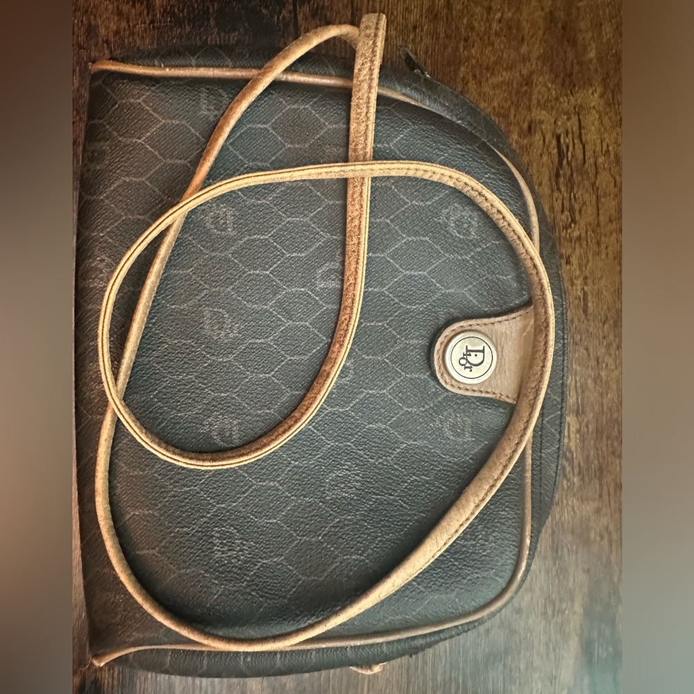Christian Dior Brown Honeycomb Coated Canvas Crossbody Bag